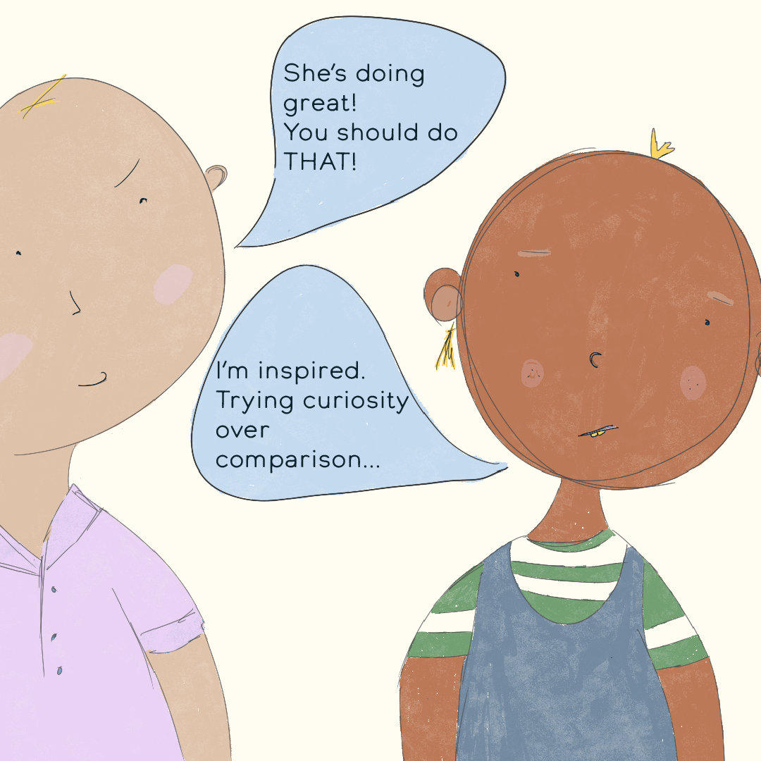 Cartoon by Hlawulani - Figure says I am trying curiosity